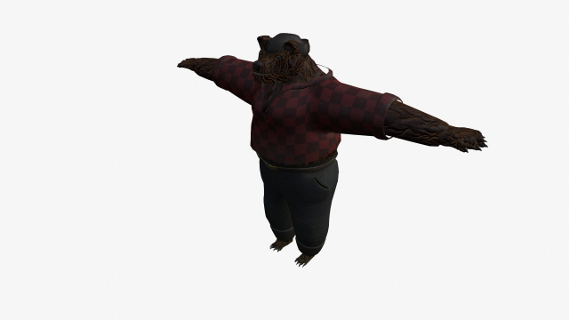 Bear lumberjack 3D Model .c4d .max .obj .3ds .fbx .stl .blend 