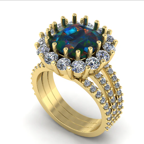 13 Womens ring with stones 3D Print Model .c4d .max .obj .3ds .fbx .stl .blend