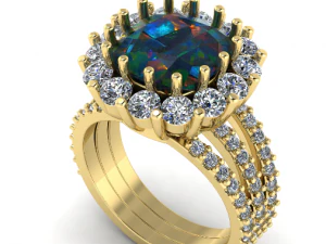 13 Womens ring with stones 3D Print Model