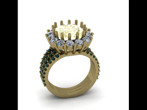 13 Womens ring with stones 3D Print Model