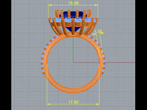 13 Womens ring with stones 3D Print Model