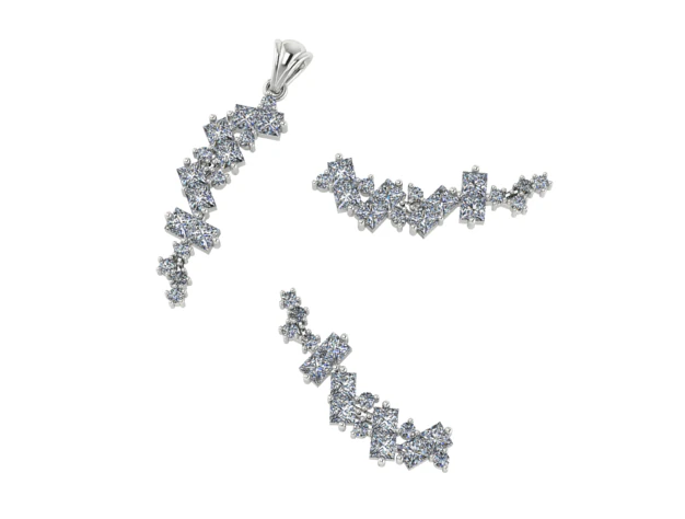 46 Set pendant and earrings 3D Print Model .c4d .max .obj .3ds .fbx .stl .blend
