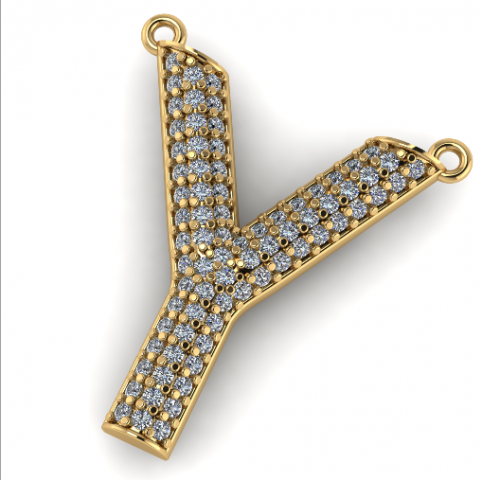 56 Pendant in the shape of the letter Y 3D Print Model .c4d .max .obj .3ds .fbx .stl .blend 
