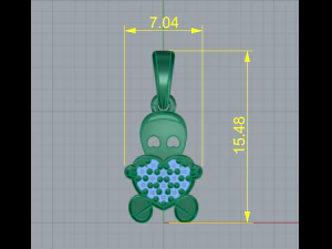 92 Pendant with a heart 3D Print Model