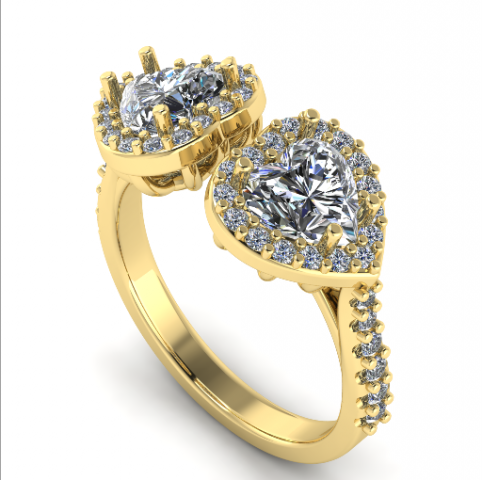 113 Ring with heart stone 3Dプリントモデル .c4d .max .obj .3ds .fbx .stl .blend 