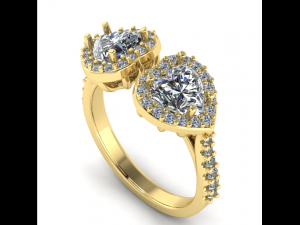 113 Ring with heart stone 3D Print Model