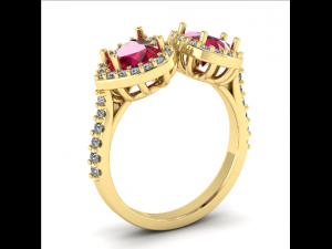 113 Ring with heart stone 3Dプリントモデル