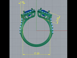 113 Ring with heart stone 3D Print Model