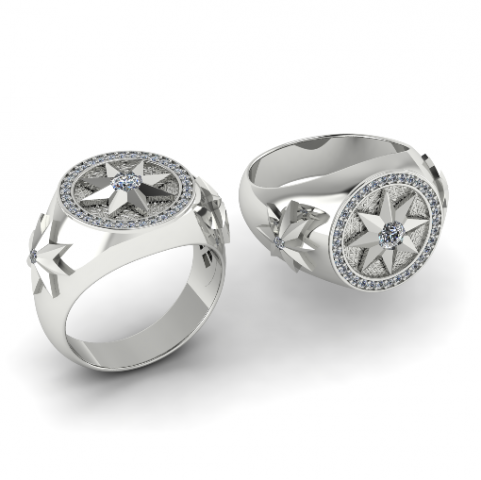 188 Mens ring with a star 3D Druckmodell .c4d .max .obj .3ds .fbx .stl .blend 
