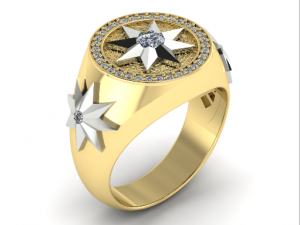 188 Mens ring with a star 3D Druckmodell
