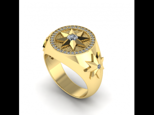 188 Mens ring with a star 3D Druckmodell