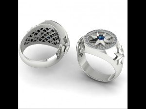 188 Mens ring with a star 3D Druckmodell