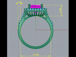189 Womens ring with a large stone 3D Print Model