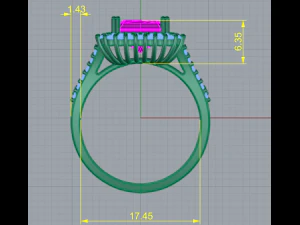 189 Womens ring with a large stone 3D Print Model