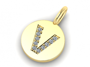 198 Pendant with letter V lettering 3D Print Model