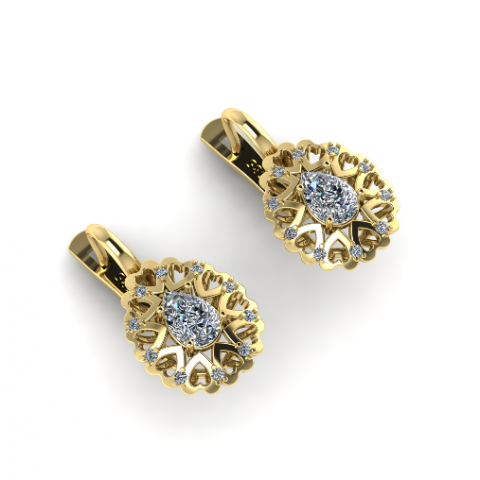 202 Earrings with hearts 3D Print Model .c4d .max .obj .3ds .fbx .stl .blend