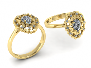 203 Ring with hearts Model Cetak 3D