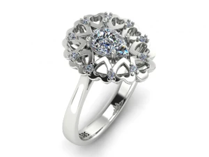 203 Ring with hearts 3D Print Model