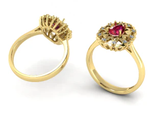203 Ring with hearts 3D Print Model
