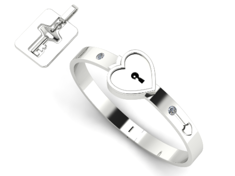 263 Bracelet with key and heart lock 3D Print Model