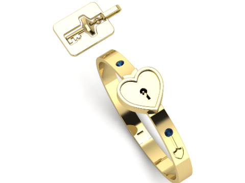 263 Bracelet with key and heart lock 3D Принт Модель