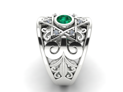 287 Ring with star and patterns stl 3DM 3D Print Model