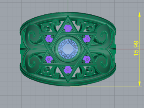 287 Ring with star and patterns stl 3DM 3D Print Model