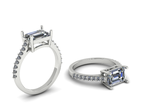 295 Ring with space for a rectangular stone 3DM STL 3D Print Model