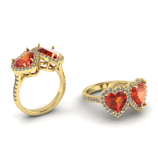 307 Ring with stones in the form of a heart 3DM STL 3D Print Model .c4d .max .obj .3ds .fbx .stl .blend 
