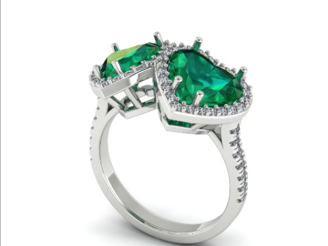 307 Ring with stones in the form of a heart 3DM STL 3D-Druckmodell
