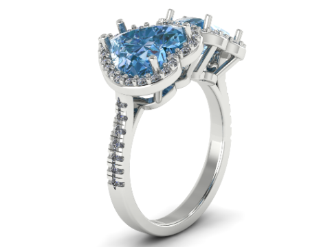 307 Ring with stones in the form of a heart 3DM STL 3D-Druckmodell