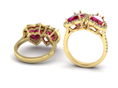 307 Ring with stones in the form of a heart 3DM STL 3D-Druckmodell