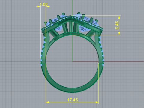 307 Ring with stones in the form of a heart 3DM STL 3D-Druckmodell