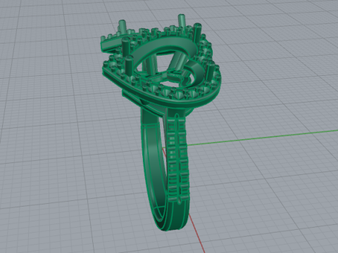 307 Ring with stones in the form of a heart 3DM STL 3D-Druckmodell