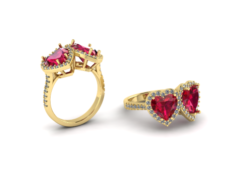 307 Ring with stones in the form of a heart 3DM STL 3D-Druckmodell