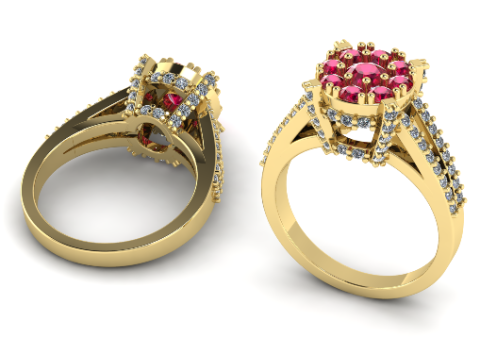 311 Ring with many stones 3DM STL 3D Print Model