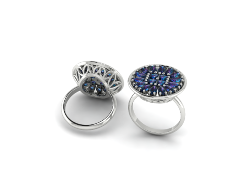 313 Womens ring with stones 3DM STL 3D-printmodel