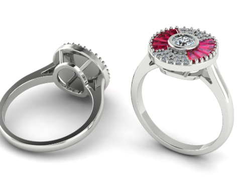 315 Womens ring with places of different stones 3DM STL 3D Print Model