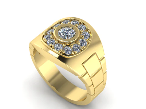320 mens ring with stones 3DM STL 3D Print Model