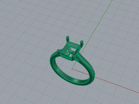 324 Womens ring with a rectangle stone 3DM STL 3D Baskı Modeli