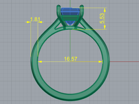 324 Womens ring with a rectangle stone 3DM STL 3D Baskı Modeli