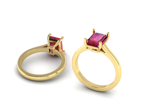 324 Womens ring with a rectangle stone 3DM STL 3D Baskı Modeli