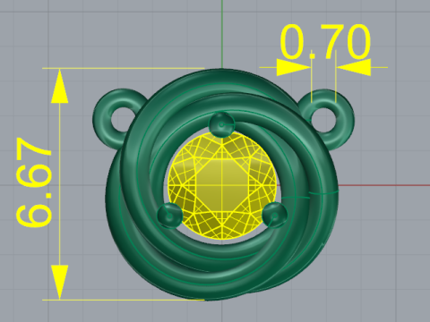 325 Pendant with stone 3DM STL 3D Print Model