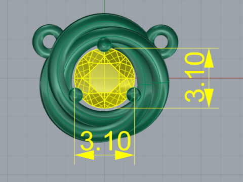 325 Pendant with stone 3DM STL 3D Print Model