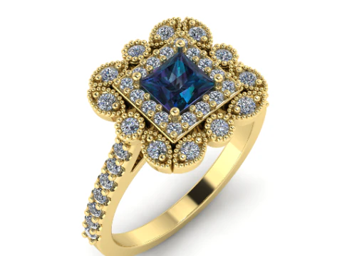 329 Womens ring with stones 3DM STL 3D Print Model