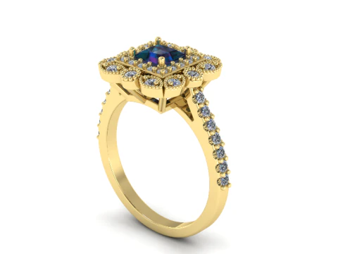 329 Womens ring with stones 3DM STL 3D Print Model