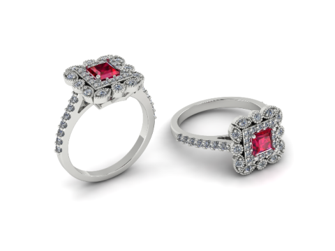 329 Womens ring with stones 3DM STL Modelo de Impressão 3D