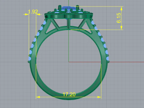 329 Womens ring with stones 3DM STL 3D Print Model
