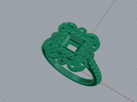 329 Womens ring with stones 3DM STL 3D Print Model