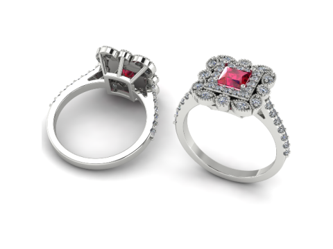 329 Womens ring with stones 3DM STL Modelo de Impressão 3D
